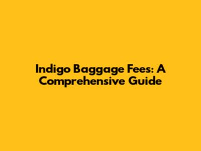 Indigo Baggage Fees: A Comprehensive Guide