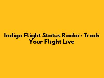 Indigo Flight Status Radar: Track Your Flight Live