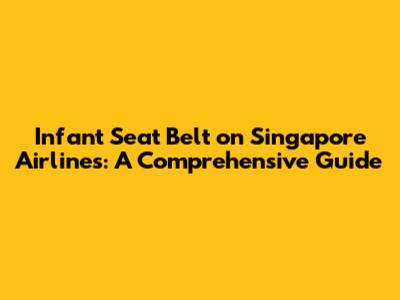 Infant Seat Belt on Singapore Airlines: A Comprehensive Guide