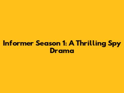 Informer Season 1: A Thrilling Spy Drama