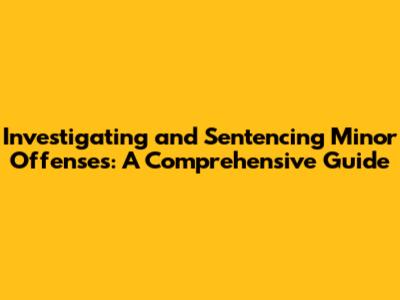Investigating and Sentencing Minor Offenses: A Comprehensive Guide