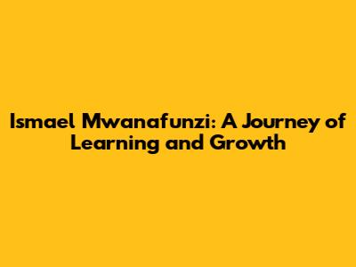 Ismael Mwanafunzi: A Journey of Learning and Growth