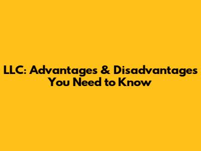 LLC: Advantages & Disadvantages You Need to Know