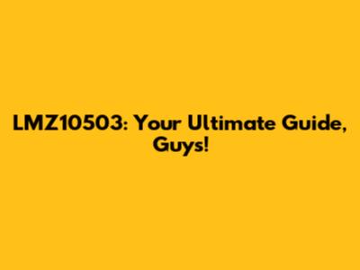 LMZ10503: Your Ultimate Guide, Guys!