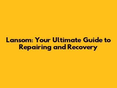 Lansom: Your Ultimate Guide to Repairing and Recovery