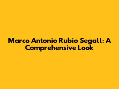 Marco Antonio Rubio Segall: A Comprehensive Look