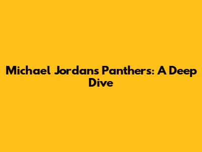 Michael Jordan's Panthers: A Deep Dive