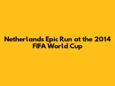 Netherlands' Epic Run at the 2014 FIFA World Cup