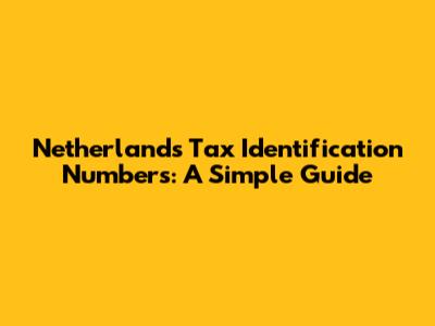 Netherlands Tax Identification Numbers: A Simple Guide