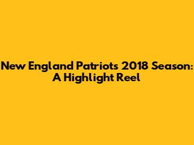 New England Patriots 2018 Season: A Highlight Reel