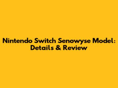 Nintendo Switch Senowyse Model: Details & Review
