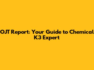OJT Report: Your Guide to Chemical K3 Expert