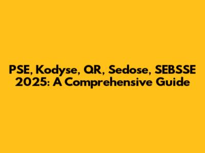 PSE, Kodyse, QR, Sedose, SEBSSE 2025: A Comprehensive Guide