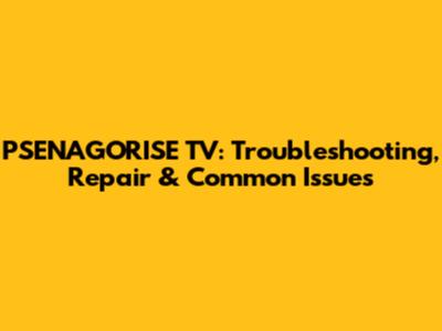 PSENAGORISE TV: Troubleshooting, Repair & Common Issues