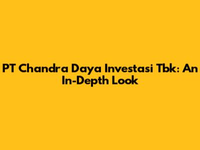 PT Chandra Daya Investasi Tbk: An In-Depth Look