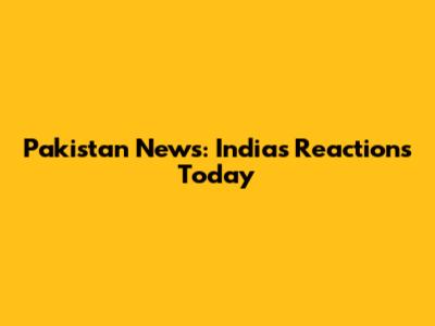 Pakistan News: India's Reactions Today