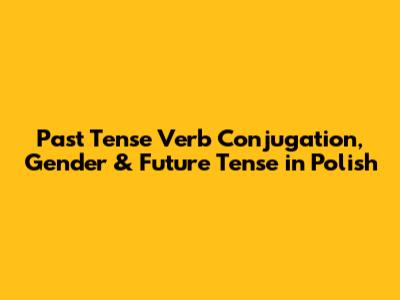 Past Tense Verb Conjugation, Gender & Future Tense in Polish