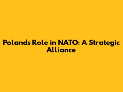 Poland's Role in NATO: A Strategic Alliance