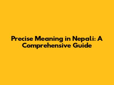 Precise Meaning in Nepali: A Comprehensive Guide