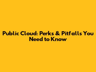 Public Cloud: Perks & Pitfalls You Need to Know