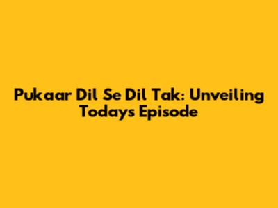 Pukaar Dil Se Dil Tak: Unveiling Today's Episode