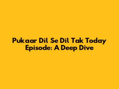 Pukaar Dil Se Dil Tak Today Episode: A Deep Dive