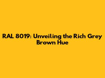 RAL 8019: Unveiling the Rich Grey Brown Hue