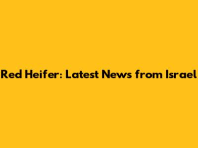 Red Heifer: Latest News from Israel