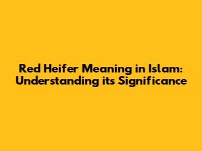 Red Heifer Meaning in Islam: Understanding its Significance