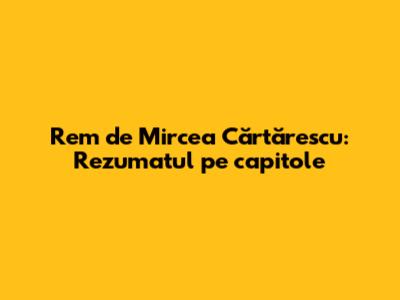 Rem de Mircea Cărtărescu: Rezumatul pe capitole