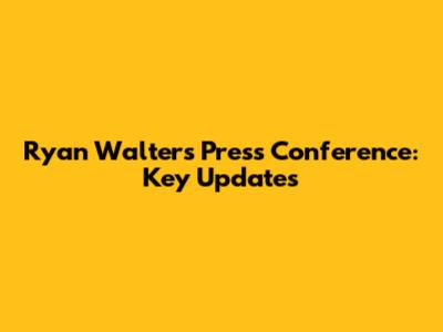 Ryan Walters' Press Conference: Key Updates
