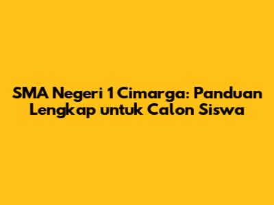 SMA Negeri 1 Cimarga: Panduan Lengkap untuk Calon Siswa