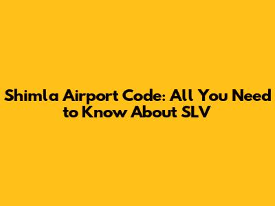 Shimla Airport Code: All You Need to Know About SLV