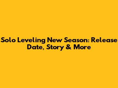 Solo Leveling New Season: Release Date, Story & More
