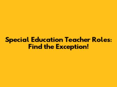 Special Education Teacher Roles: Find the Exception!