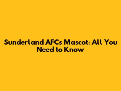Sunderland AFC's Mascot: All You Need to Know