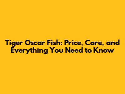 Tiger Oscar Fish: Price, Care, and Everything You Need to Know