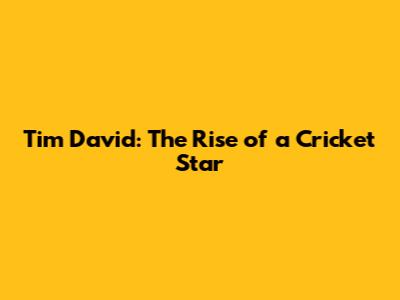 Tim David: The Rise of a Cricket Star
