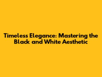 Timeless Elegance: Mastering the Black and White Aesthetic
