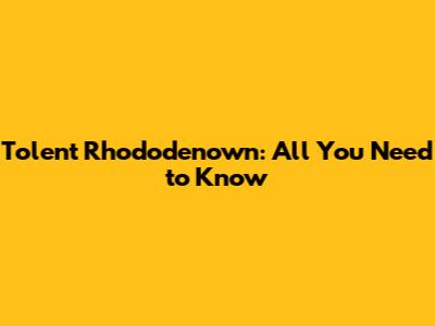 Tolent Rhododenown: All You Need to Know