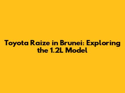 Toyota Raize in Brunei: Exploring the 1.2L Model