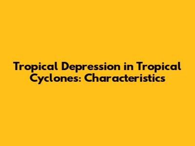 Tropical Depression in Tropical Cyclones: Characteristics
