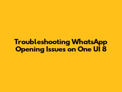 Troubleshooting WhatsApp Opening Issues on One UI 8