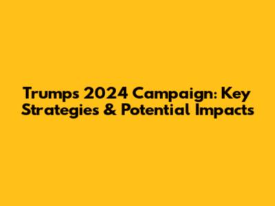 Trump's 2024 Campaign: Key Strategies & Potential Impacts