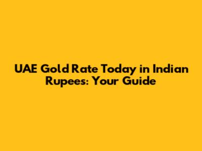 UAE Gold Rate Today in Indian Rupees: Your Guide