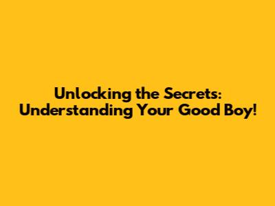 Unlocking the Secrets: Understanding Your Good Boy!