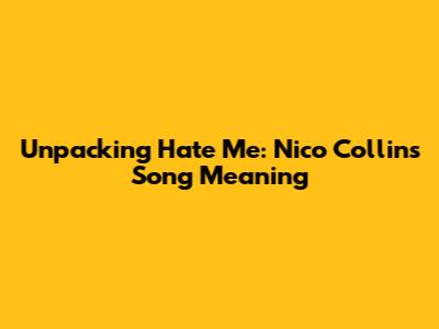 Unpacking "Hate Me": Nico Collins' Song Meaning