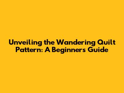 Unveiling the Wandering Quilt Pattern: A Beginner's Guide