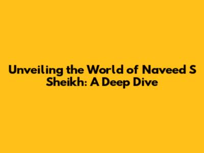 Unveiling the World of Naveed S Sheikh: A Deep Dive