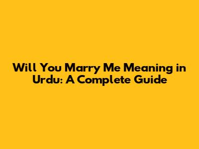 Will You Marry Me Meaning in Urdu: A Complete Guide